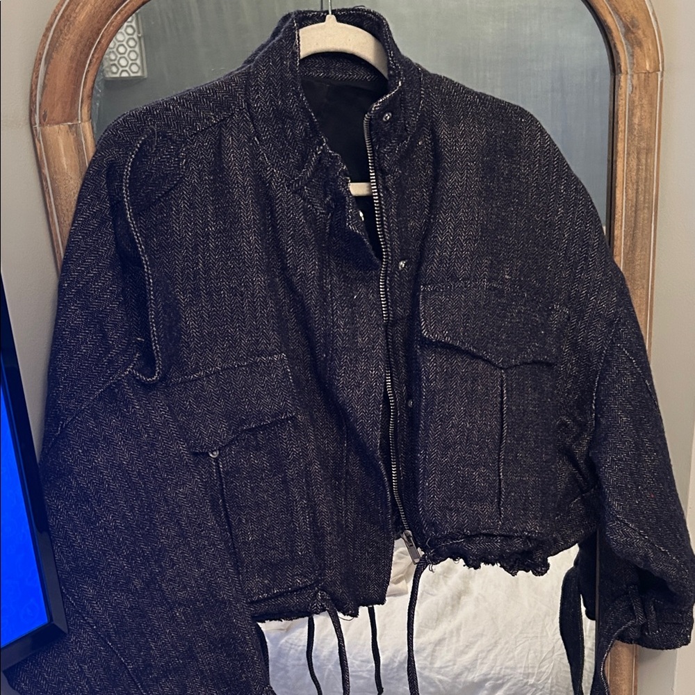 Zara blue cropped Utility Jacket